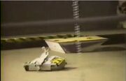 WYSIWYG, moments after being flipped over by The X-2 in its Featherweight Melee