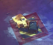 Hard Cheese and Doom, on the arena floor flipper