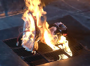 Banshee's decapitated head over the flames...