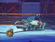 Hypno-Disc tears out Robogeddon's internals