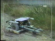 A partially-complete Haardvark performs an 'off-road' test, in a clip from the team's video diary shown in Robot Wars Revealed