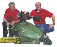 SgtBashwithcontrollers-removebg.png (363 KB) Sergeant Bash with Chris Reynolds and Mickey Edwards, in a photo from Robot Wars Magazine