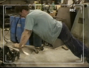 John Ebdon performs assisted 'press-ups'