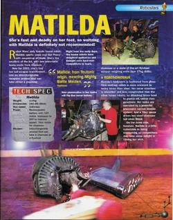 Wheely Big Cheese, 101 and Matilda battling in a page of the Ultimate Real Robots Magazine