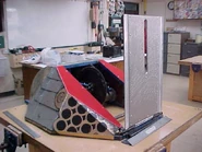 Maximus with the flipper raised, during construction