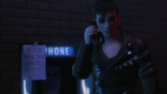 Henry Wilford using a payphone in the "Humble Beginnings" cutscene.