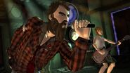 Moosejaw Boudreau and one of his bandmates in at Gasolina in Tijuana, Mexico in Rock Band Country Track Pack.
