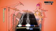 Dora Sullivan playing drums in Rock Band 2.
