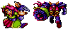 Axel Gear kidnapping Sherry sprites from Rocket Knight Adventures