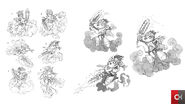 Various Concept Artworks of Axel Gear for Rocket Knight