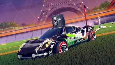In-game screenshot of the Magnifique with some Rocket Pass cosmetics