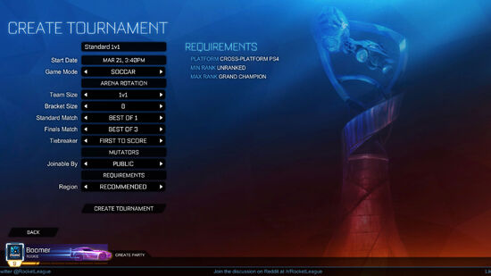 Create tournaments preview