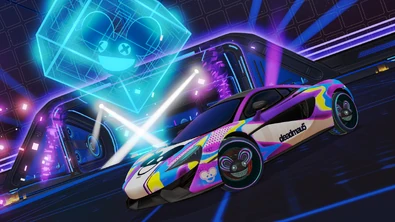 In-game screenshot of the McLaren 570s with the deadmau5 Blaze decal