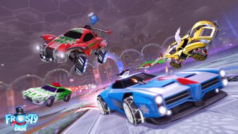 Dominus, Hotshot, Imperator DT5 and Octane equipped with Frosty Fest items.