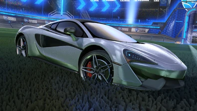 In-game screenshot of the McLaren 570S with the Silver decal