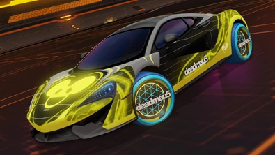 In-game screenshot of the McLaren 570s with the deadmau5 Phase decal