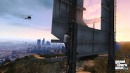 Trevor climbing the D of the Vinewood Sign.