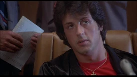 Rocky during the press conference for his upcoming rematch against Apollo Creed