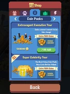 The coin pack menu in the Shop
