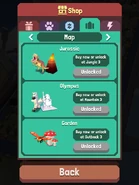 The Space Zoo map menu in the Shop