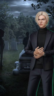 Dominic at MC's father's funeral (S3, Ep. 1)