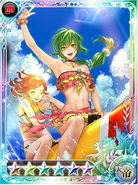 Card artwork for the beach event featuring Aisha.