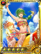 Card artwork for the beach event featuring Aisha.