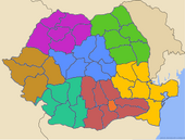 Harta regiunilor de dezvoltare din România