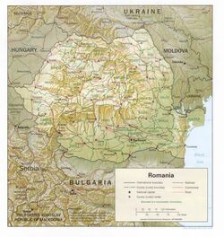 Romania-counties and shaded relief