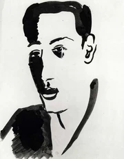 A sketch by Robert Delaunay depicting Ilarie Voronca (portrait from the book Colomba, 1927)