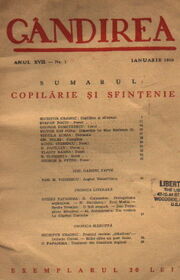 A 1938 issue of Gândirea (notice the title theme: Childhood and Holiness)
