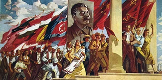 Fighting for Peace, a typical socialist realist painting by Perahim