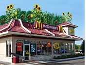 In 1968 McDonald's introduced the first exterior with the current logo which is the famous red double mansard.