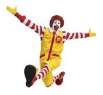 Ronald McDonald jumping for joy