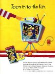 Ronald's hand pointing at an advertisement for Wacky Adventures.