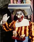 Willard Scott as Ronald McDonald in 1963. His clothes were very different than they are today.