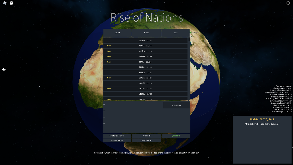 Lobby, Roblox Rise of Nations Wiki