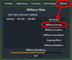 Military Groups Interface Location