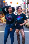 Ky Cooke and BlackKrystel in 'Team Friendly Fire' merch.