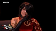Jessica dressed as her character from RWBY, Cinder Fall.