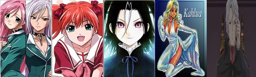 Pink/Silver , orange-haired , black-haired , blond  and silver-haired  (Issa having black hair in the manga).