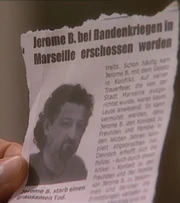 Zeitungsbericht über Jeromes Tod.