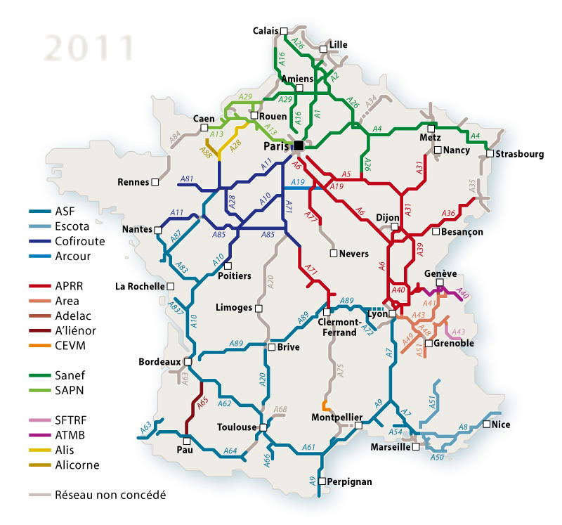 carte des autoroutes de france