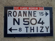 Plaque Michelin sur la RN504 à Montagny