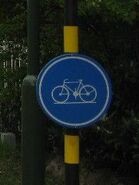 Panneau indiquant une piste ou bande obligatoire pour les cyclistes en place en Belgique © Mario Blaak