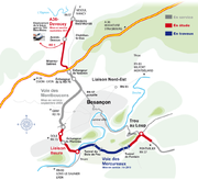 Plan de situation du Contournement de Besançon