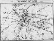 Le plan du réseau tramway en 1928. © Archives Municipales de Lyon