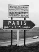 Panneau provisoire installé sur la bretelle du demi-diffuseur de Cély (décembre 1962)