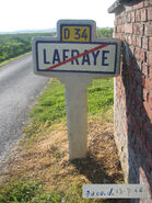 Poteau Michelin de la sortie sud de Lafraye.