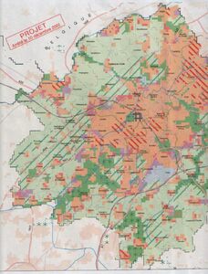 Plan du réseau routier à long terme prévu pour Lille en 2001.